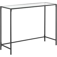 [EN.CASA] Konsolentisch Alajärvi 100 x 35 x 80 cm Flurtisch Konsole Glas-Tischplatte Kommode Highboard Glas Stahl Schwarz