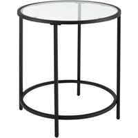 [EN.CASA] Beistelltisch Ähtäri Glas-Tischplatte Stahlgestell 50 x 55 cm Couchtisch Wohnzimmertisch Kaffeetisch Schwarz