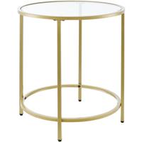 [EN.CASA] Beistelltisch Ähtäri Glas-Tischplatte Stahlgestell 50 x 55 cm Couchtisch Wohnzimmertisch Kaffeetisch Gold