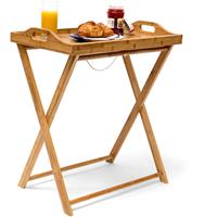 RELAXDAYS Tabletttisch Bambus HxBxT: ca. 63,5 x 55 x 35 cm Beistelltisch mit Tablett für Frühstück und mehr Klapptisch plus Küchentablett als Serviertisch,