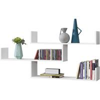 [EN.CASA] Wandregal Grimstad 119 x 18 x 55 cm Bücherregal Hängeregal mit 3 Ablageflächen bis 14 kg Spanplatte Weiß