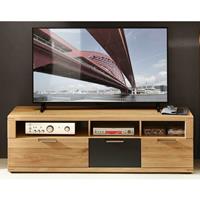 LOMADOX TV Lowboard 160cm in Wildeiche Bianco BOZEN-36 Massivholz Fronten, B/H/T 160x52x48cm