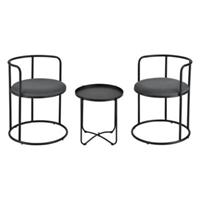 En.casa Tischgruppe 3 Teilig Tischset mit 2 Stühlen Schwarz schwarz