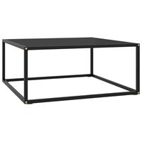 vidaXL Salontafel met zwart glas 80x80x35 cm zwart