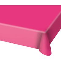 Folat 2x stuks tafelkleed van plastic fuchsia roze 130 x 180 cm -