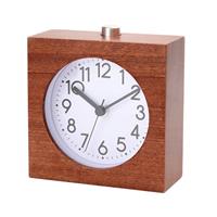 huismerk Solid Wood Silent Snooze Wekker met Pointer (Square Dark)