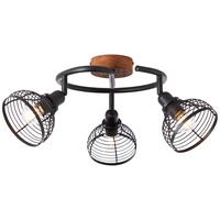 BRILLIANT Lampe, Avia Spotspirale 3flg schwarz/holzfarbend, Metall/Holz, 3x D45, E14, 40W,Tropfenlampen (nicht enthalten)