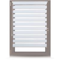 RELAXDAYS Doppelrollo Klemmfix ohne bohren, Seitenzugrollo mit Streifen, Duo-Rollo für Fenster, Stoff 106x156 cm, weiß