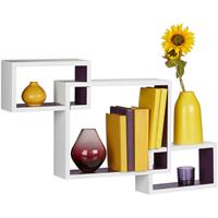 RELAXDAYS Cube Regal, 3 Fächer, Wandregal zum Stecken, MDF, dekorativ, Kinderzimmer, HxBxT: 48 x 70,5 x 10 cm, lila/weiß