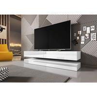 3XE LIVING Innovativer, moderner Sajna TV-Ständer 140cm Weiß / Weiß-Glanz