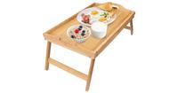 Decopatent Bamboe inklapbare bedtafel voor op bed met dienblad - Houten Bedtafelje - Laptoptafel - Ontbijt Bed - Bank dienblad