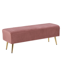 beliani Bank Rosa Samtstoff 100% Polyester Beine aus Eisen 118 x 42 cm Retro Modern - Gold