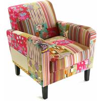 VERSA Pink Patchwork Sessel für Wohnzimmer, bequemer Sessel, 71x77x65cm - 