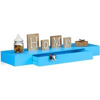 RELAXDAYS Wandregal mit Schublade, hängend, Design, 25cm tief, Wohnzimmer, Wandschublade, Wandboard, blau