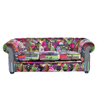 Beliani - Sofa Bunt Polsterbezug 3-Sitzer Chesterfield Stil Glamourös Wohnzimmer