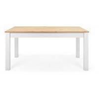 NEWFURN Esstisch ausziehbar 160 - 215 cm inkl. Tischplatte Weiß Wildeiche Esszimmertisch Vintage Landhaus - 215x75x90 cm (BxHxT) - Tisch Küchentisch