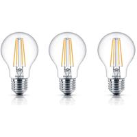 Philips LED Lampe ersetzt 60W, E27 Standardform A60, klar, warmweiß, 806 Lumen, nicht dimmbar, 3er Pack [Energieklasse A++]