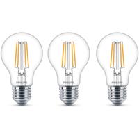 Philips LED Lampe ersetzt 40W, E27 Standardform A60, klar, warmweiß, 470 Lumen, nicht dimmbar, 3er Pack [Energieklasse A++] - 
