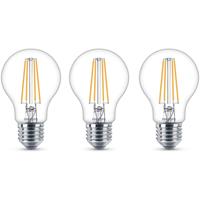 Philips LED Lampe ersetzt 60W, E27 Standardform A60, klar, warmweiß, 806 Lumen, nicht dimmbar, 3er Pack [Energieklasse A++] - 