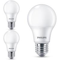Philips LED Lampe ersetzt 60W, E27 Standardform A60, weiß, warmweiß, 806 Lumen, nicht dimmbar, 3er Pack [Energieklasse A+] - 