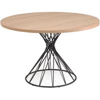 kavehome Niut round Ø 120 cm melamine table with natural finish and steel legs with black finish