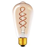 Groenovatie E27 LED Filament Rustika ST64 Amber Spiral 6W Extra Warm Wit Dimbaar
