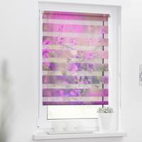 Lichtblick Duo Rollo Klemmfix, ohne Bohren, blickdicht, Blumenwiese - Fuchsia Violett Rollos violett Gr. 70 x 150