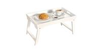 Decopatent FSC MDF inklapbare bedtafel met dienblad - Houten Bed tafel - Witte tafel - Bedienblad - Ontbijt dienblad - 52 x 32 x 27Cm - Wit