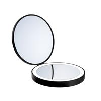 Smedbo Make Up Reis Vergrotende Spiegel Met Verlichting Diameter 12 cm ABS Zwart 