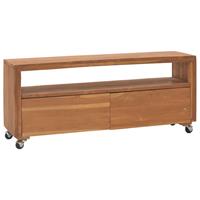 VidaXL TV-Schrank mit Rollen 110x30x40 cm Massivholz Teak Braun