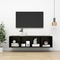 vidaXL Tv-wandmeubel 37x37x142,5 cm spaanplaat zwart