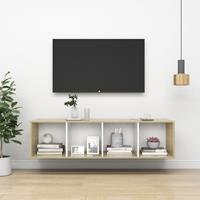 VidaXL TV-Wandschrank Sonoma-Eiche und Weiß 37x37x142,5 cm Spanplatte Beige