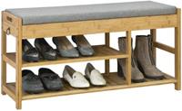 SoBuy Schuhregal Sitzbank Schuhschrank mit Sitzfläche und Schubladen natur/grau