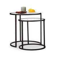 Relaxdays Beistelltische 2er Set Glas schwarz