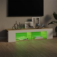 VidaXL TV-Schrank mit LED-Leuchten Weiß Sonoma-Eiche 135x39x30 cm Beige