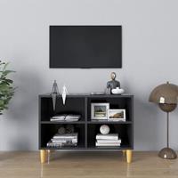 vidaXL Tv-meubel met massief houten poten 69,5x30x50 cm grijs