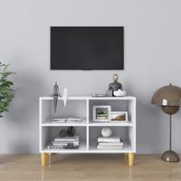 vidaXL Tv-meubel met massief houten poten 69,5x30x50 cm wit