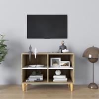 vidaXL Tv-meubel met houten poten 69,5x30x50 cm wit sonoma eikenkleur