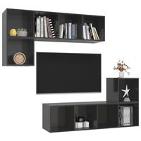 VidaXL 4-tlg. TV-Schrank-Set Hochglanz- Grau