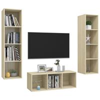 VidaXL 3-tlg. TV-Schrank-Set Sonoma-Eiche Spanplatte Braun