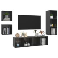 VidaXL 4-tlg. TV-Schrank-Set Hochglanz- Grau