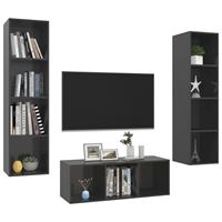 VidaXL 3-tlg. TV-Schrank-Set Hochglanz- Grau