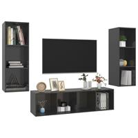 VidaXL 3-tlg. TV-Schrank-Set Hochglanz- Grau