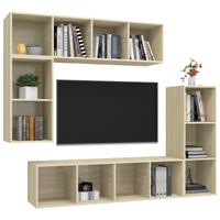 VidaXL 4-tlg. TV-Schrank-Set Sonoma-Eiche Spanplatte Braun