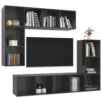 VidaXL 4-tlg. TV-Schrank-Set Hochglanz- Grau