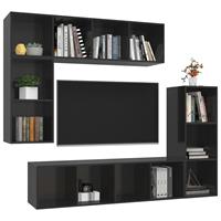 VidaXL 4-tlg. TV-Schrank-Set Hochglanz- Schwarz