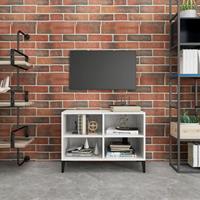 vidaXL Tv-meubel met metalen poten 69,5x30x50 cm hoogglans wit