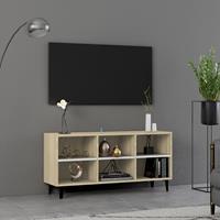 vidaXL Tv-meubel met metalen poten 103,5x30x50 cm wit en sonoma eiken