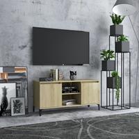 Tv-meubel met metalen poten 103,5x35x50 cm sonoma eikenkleurig