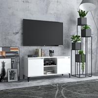 VidaXL TV-Schrank mit Metallbeinen Hochglanz- Weiß